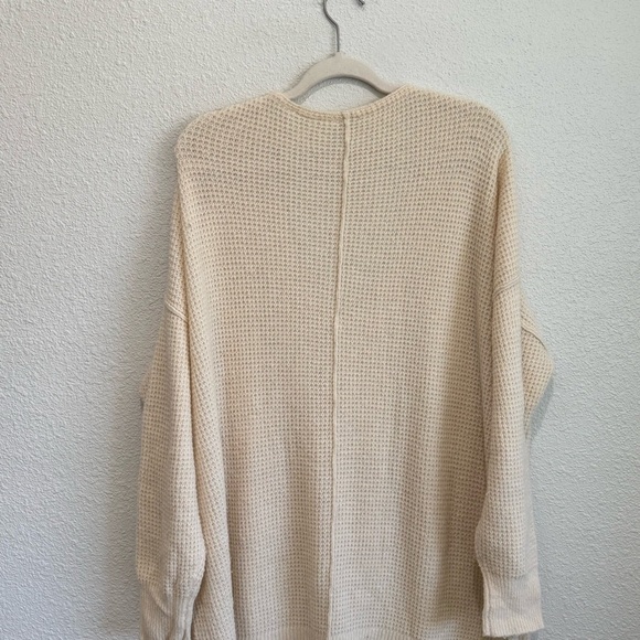Free People Intimately M/L Cream Comfy Oversized Waffle Knit Pullover Sweater - Picture 10 of 10